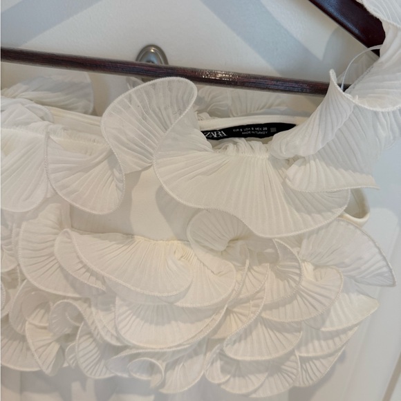 Elegant White Ruffle Dress Zara - Picture 3 of 4